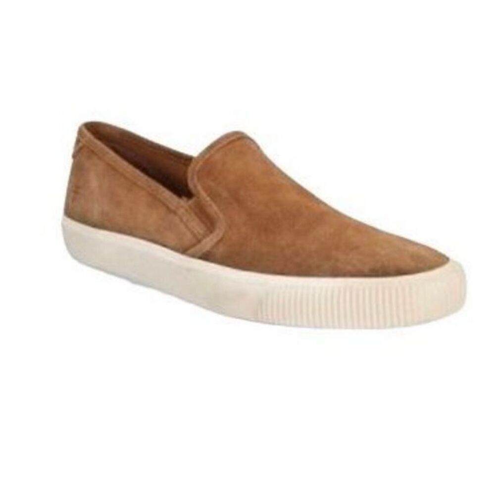 Frye men’s Patton slip on suede leather cognac colored shoe S/8.5.